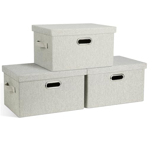 Medium 15" 21 Quart Collapsible Stackable Storage Bins with Lids (3 Count)