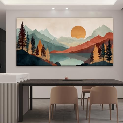 Large Abstract Boho Canvas Wall Art For Living Room Decor 29"×58"