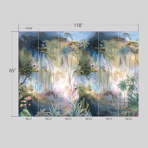 Abstract Tropical Landscape Oil Painting wall Mural Peel and Stick Wallpaper for Bedroom Living Room