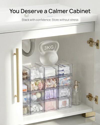 2 Pack Small Clear Stackable Storage Drawers for Desk (2 Count)