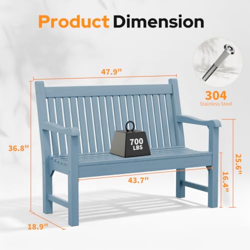 2 Person Outdoor Bench with 700 Lbs Weight Capacity