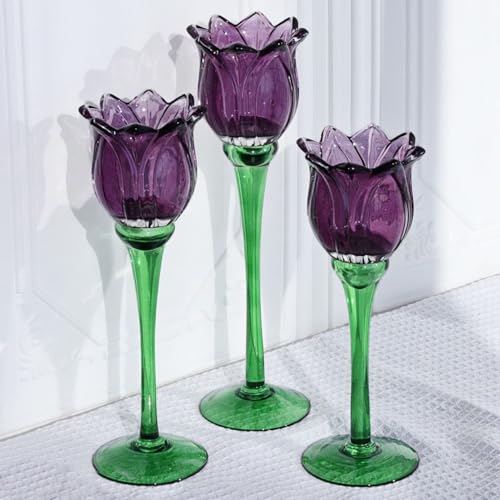 Purple Tulip Tealight Candle Holder Set of 3 (3 Count)
