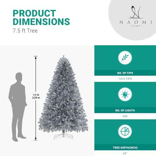 7.5ft Artificial Prelit Silver Christmas Tree