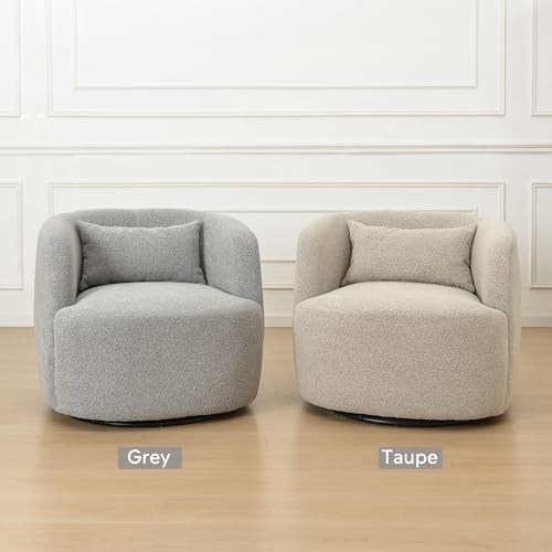 34" W Boucle Swivel Barrel Chairs with Pillow Set of 2 (2 Count)