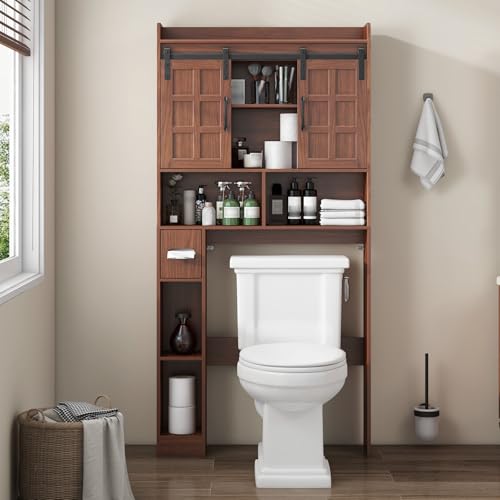 Over The Toilet Storage Cabinet with Sliding Doors