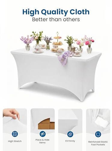 Spandex Table Cloth 2 Pack [6FT (2 Count)