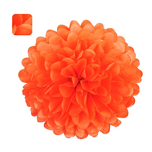 10" Orange Tissue Pom Poms DIY Tissue Paper Flowers for Birthday Wedding Baby Shower Tea Party Dessert Table Decoration (18 Count)