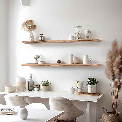 48 Inch Floating Shelves for Wall Rustic Light Wood Wall Shelves for Bedroom Set of 4 (4 Count)