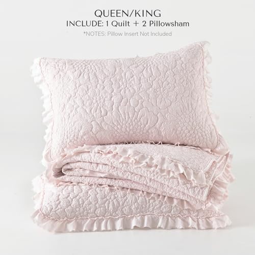 Pink Ruffled Quilt Queen Size