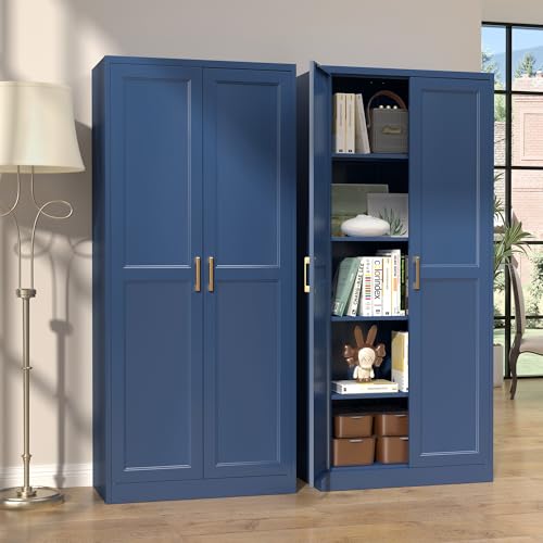 71"Metal Pantry Storage Cabinet with Doors & 4 Adjustable Shelves