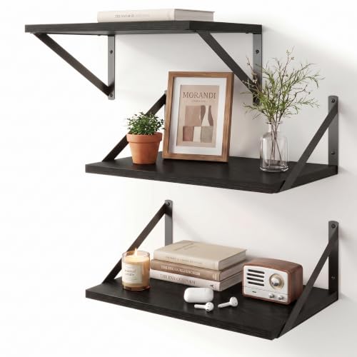 Black Floating Shelves 16 Inch Long