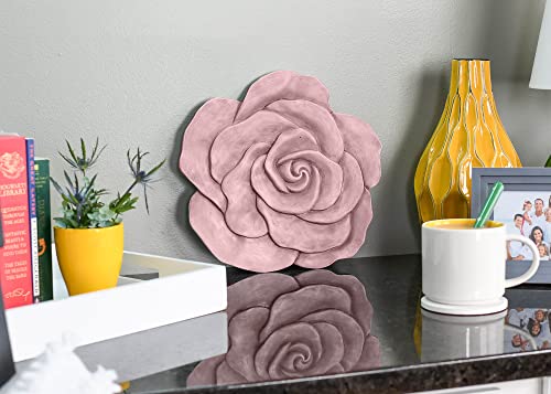 NAT & Jules Rose Flower Shaped Dimensional Indoor Outdoor 12 inch Cast Resin Decorative Garden Stepping Stone