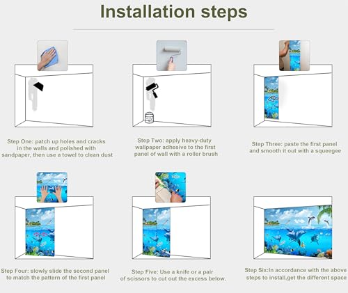 Ocean Wallpaper White Gull Dolphin Wall Mural