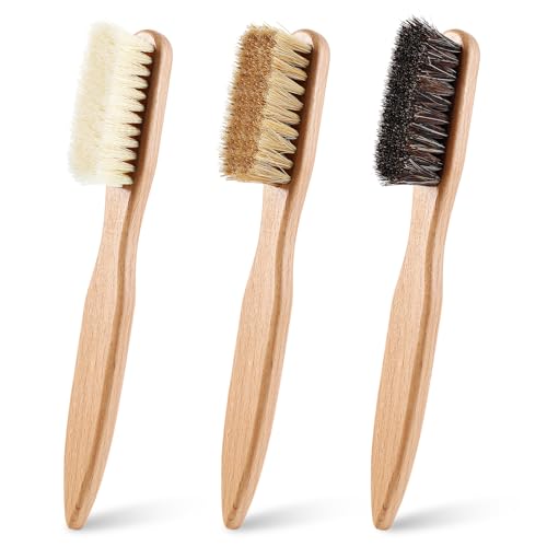 3 Pcs Wood Laundry Stain Brush Stain Remover Brushes with Boar Bristle Small Stain Brush for Clothes for Scrubbing Stains from Furniture Fabric Leather (3 Count)