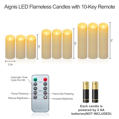 9pcs Flameless LED Candles Battery Operated with 10