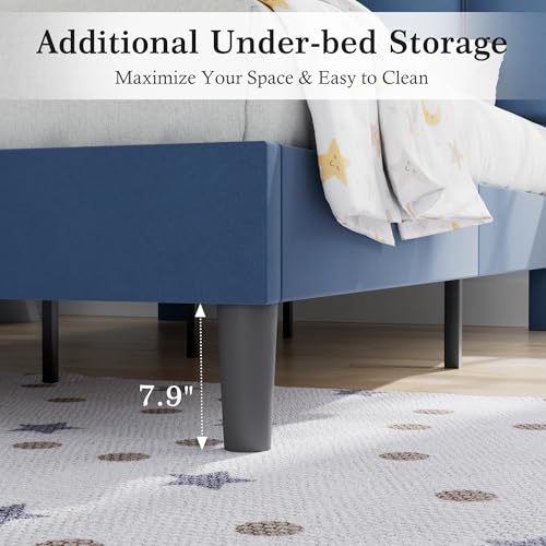 Twin Size Bed Frame with Upholstered Headboard