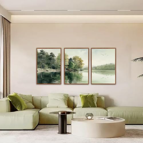 Lake art print Nature Landscape Mountain Wall Art Set