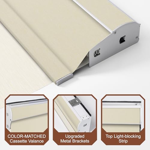 Cordless Dual Roller Shades.Striped Jacquard Beige.79 W x 86" H