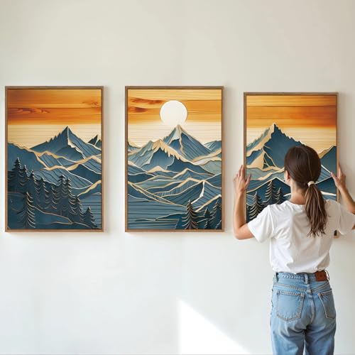 Large Mountains Framed Canvas Wall Art Set of 3 (3 Count)