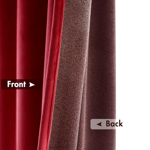 Red Blackout Velvet Curtains Drapes 90 Inch Long 52"x90" Bedroom (2 Count)