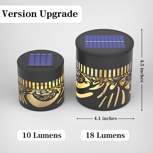 2 Pack Large Solar Fence Lights Metal Solar Powered Outdoor Wall Deck Step Lights Tree Theme Waterproof Fence Light for Garden Post Patio Backyard Yard Decor (2 Count)