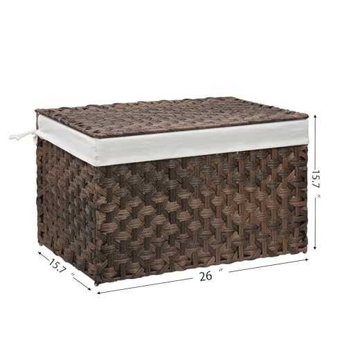 Large Wicker Storage Basket with Lid