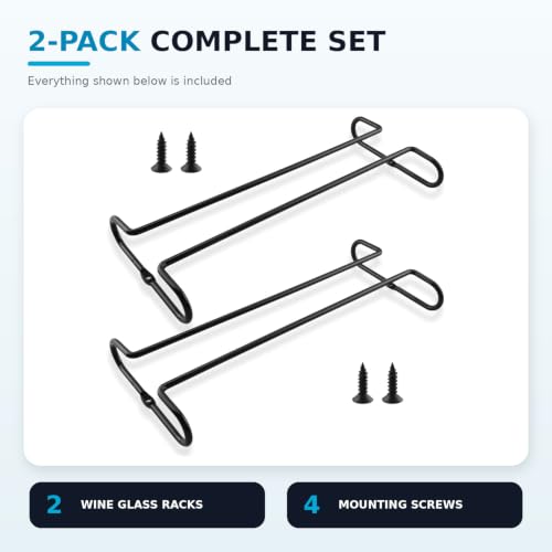 2 Pack 10.3 Inch Under Cabinet Hanging Wine Glass Racks (2 Count)