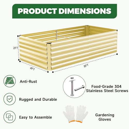 8x4x2ft Outdoor Metal Raised Garden Bed (2 Count)