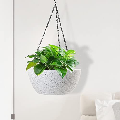 10 inch Hanging Planters for Outdoor Indoor Plants with Drainage Holes and Chain (2 Count)