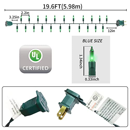 Green Wire Green 100 Incandescent Bulb Mini String Lights for Indoor Christmas Tree Garland Birthday Wedding Party Festival Decoration (100 Count)
