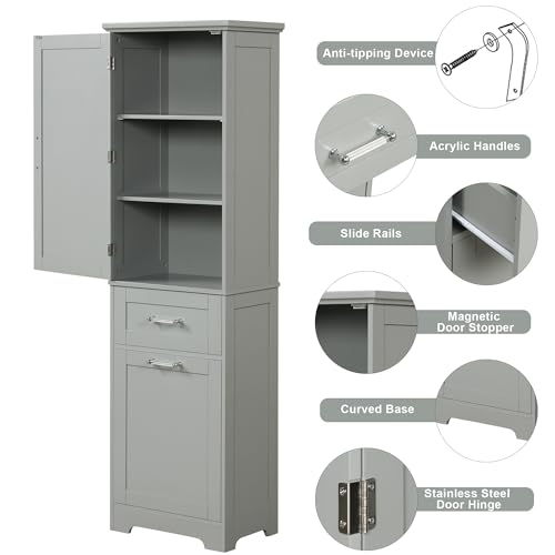 Bathroom Cabinet with Drawers and Doors