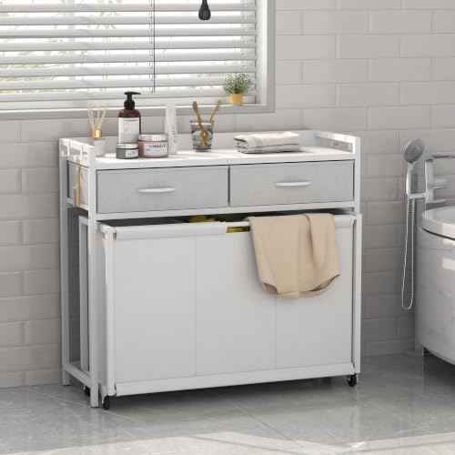 Laundry Hamper Laundry Basket with 3 Section Pull