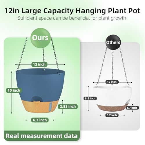12 Inch Hanging Planters for Indoor Plants & Outdoor (2 Count)