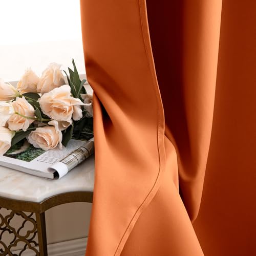 Fall Orange Back Tab Blackout Curtains 52x84 Inch Length 2 Panel Set (2 Count)