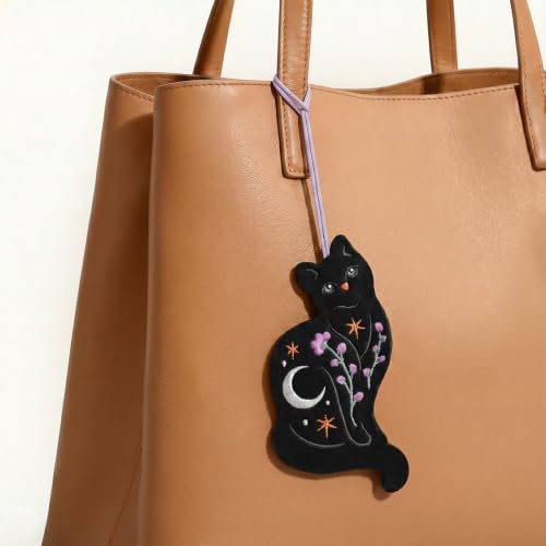 Mystic Black Cat Halloween Card with Removable Felt Keepsake