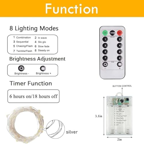 4 Pack Fairy Lights Battery Powered with Remote Twinkle Lights Multicolor (4 Count)