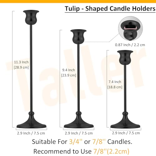 Taper Candle Holder Tall Vintage Metal Candlestick Holders Candle Stick Candelabra for Halloween Thanksgiving Christmas Holiday Wedding (6 Count)