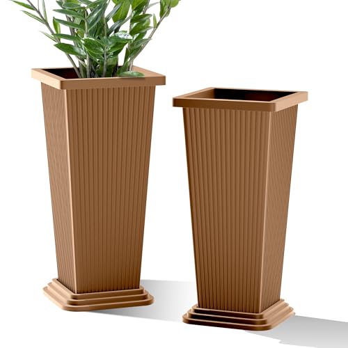 Set of 2 Tall Planters for Outdoor Plants (2 Count)