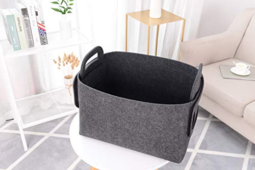 Storage Basket Felt Storage Bin Collapsible& Convenient Box Organizer with Carry Handles for Office Bedroom Closet Babies Nursery Toys Laundry