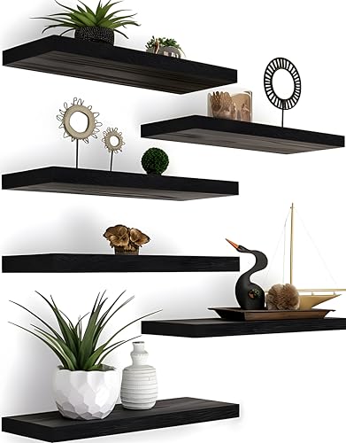 Wood Floating Shelves for Wall Decor (6 Count)