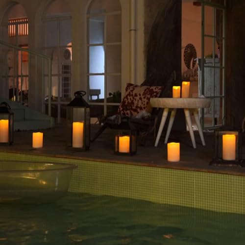 6" x 4" Large Waterproof Outdoor Flameless Candles with Remote Control and Timer (4 Count)