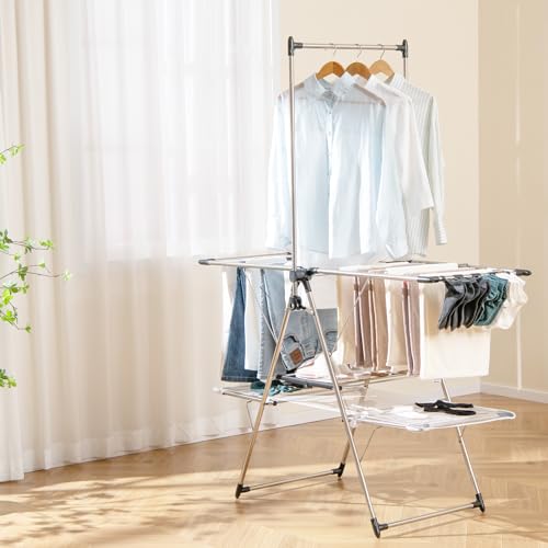 Foldable Clothes Drying Rack with 6