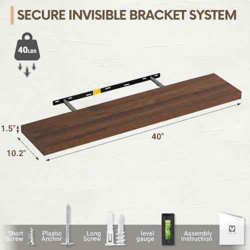10 Inch Deep Floating Shelves 40” Set of 2 (2 Count)