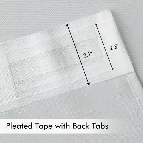 Greyish White Back Tab Blackout Curtains 52x72 Inches Long 2 Panels (2 Count)