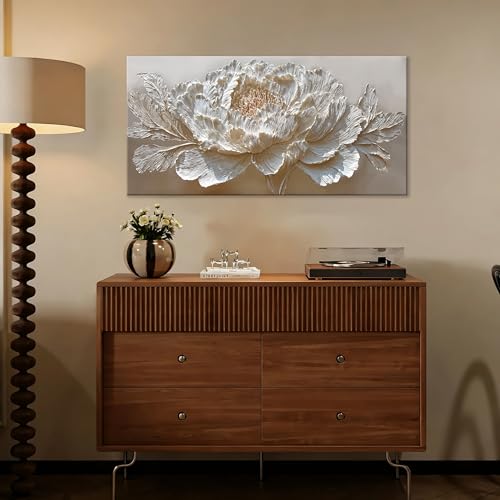 Canvas Wall Art Decor White Peony Flower Canvas Art Wall Decor For Living Room Floral Botanical Wall Art Canvas Prints Modern Nature Flower Wall Art Decor For Bedroom Home Office Wall Decor 20×40 In