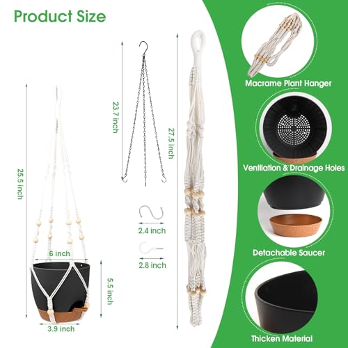 Hanging Planters for Indoor Outdoor Plants (2 Count)
