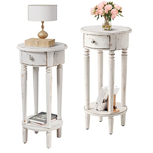Tall End Table with Drawer Sets of 2