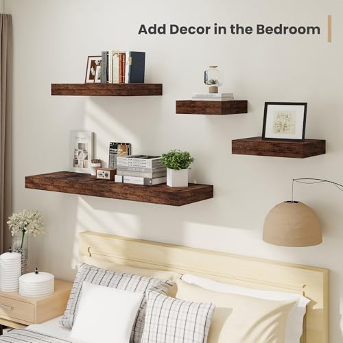 16 x 12 Deep Floating Shelves Wall Mounted Set of 2 Rustic Brown (2 Count)