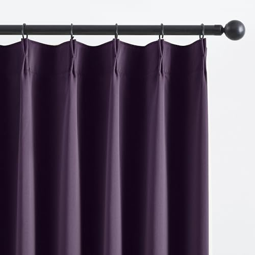 Royal Purple Pinch Pleated Curtains 84 Inch Length 2 Panels Set (2 Count)