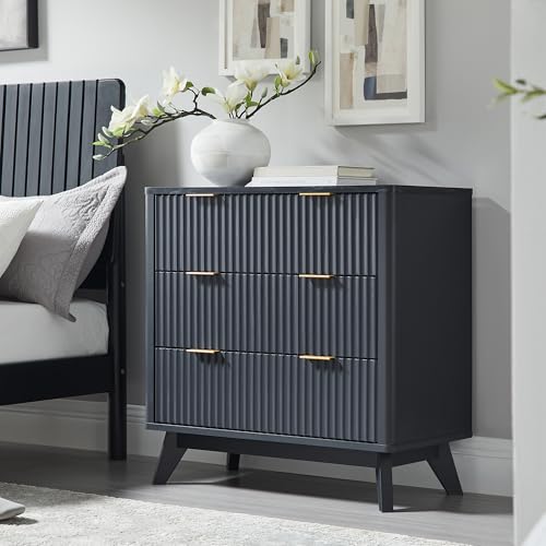 32" Large Fluted Nightstand with 3 Drawers